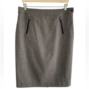 Lauren Ralph Lauren Wool Plaid Skirt Equestrian Academia Preppy Houndstooth 10